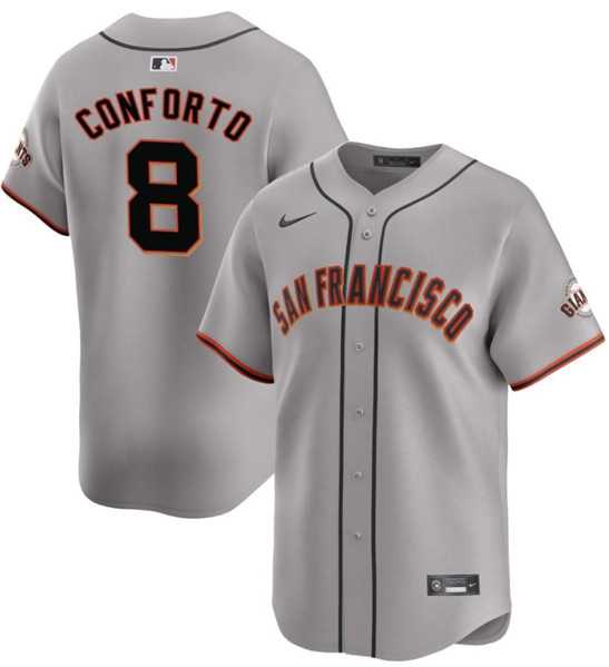 Mens San Francisco Giants #8 Michael Conforto Gray Cool Base Stitched Baseball Jersey Dzhi->san francisco giants->MLB Jersey